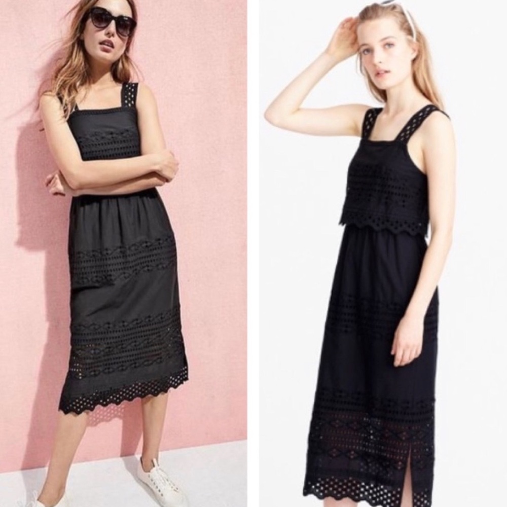 J.Crew Tiered eyelet midi dress